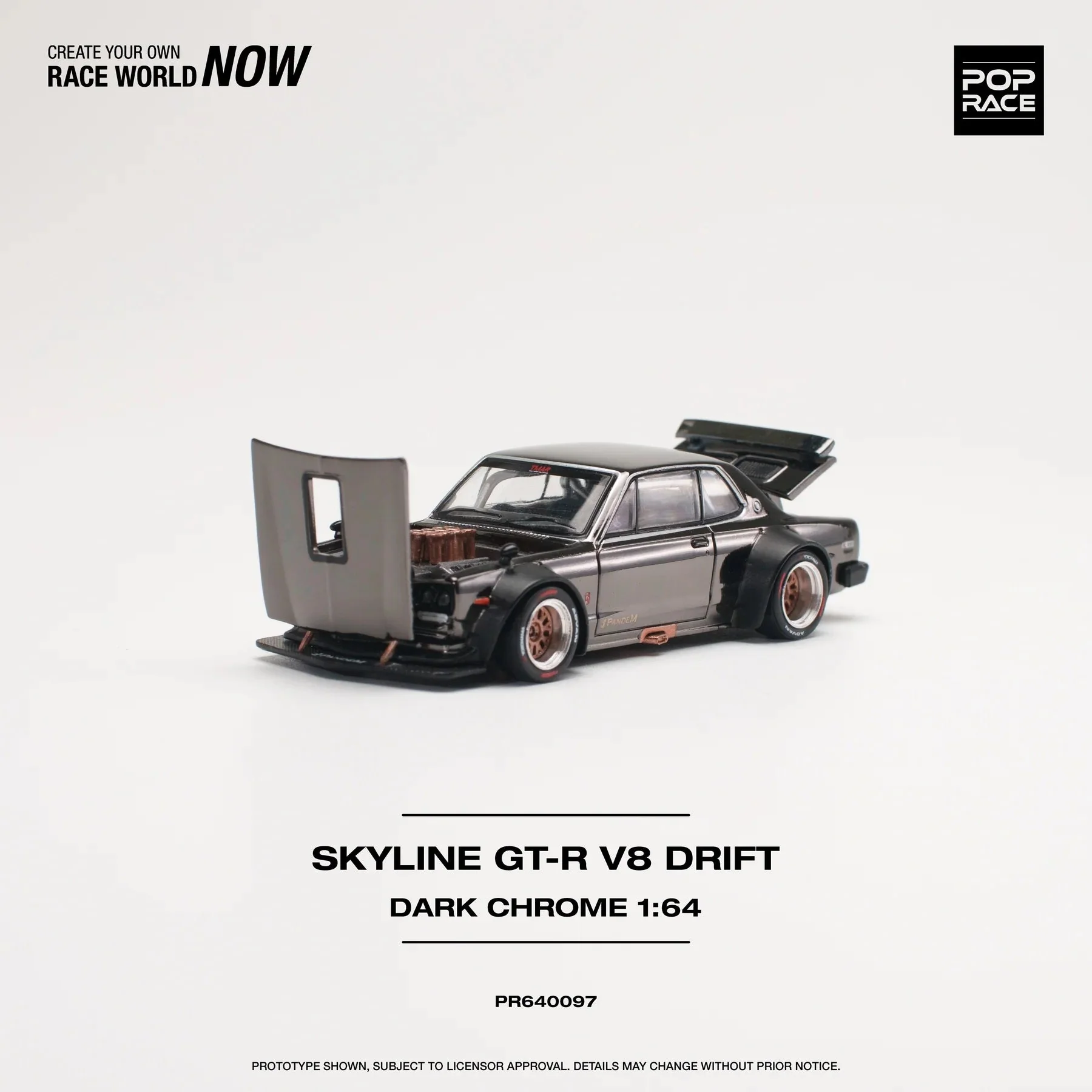 Pop Race - Nissan Skyline GT-R V8 Drift (Hakouka) Dark Chrome Scala 1/64 PR64-0097 - Image 6