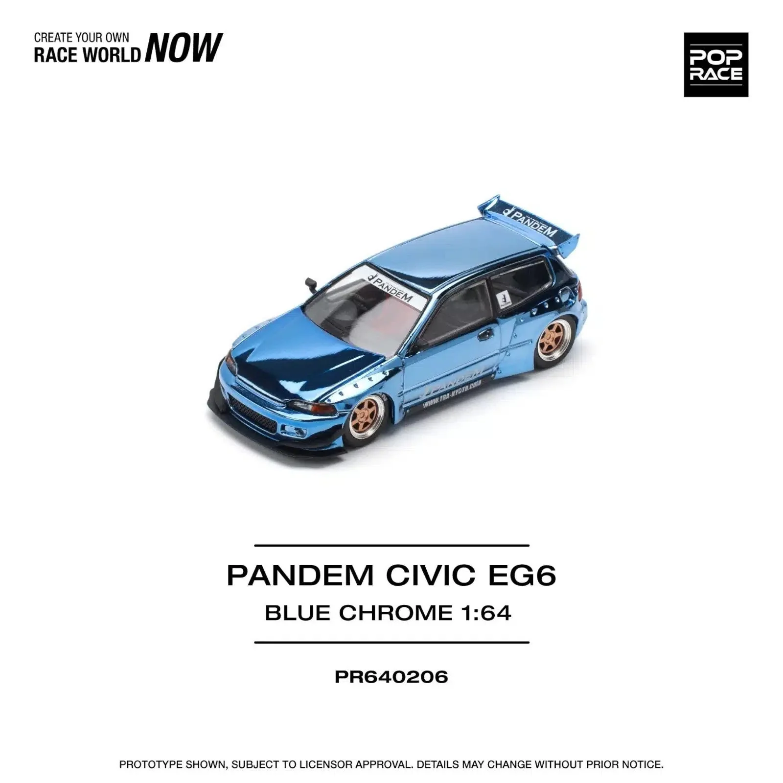 Pop Race - Pandem Civic EG6 Blue Chrome - Scala 1/64 PR64-206 - Image 2
