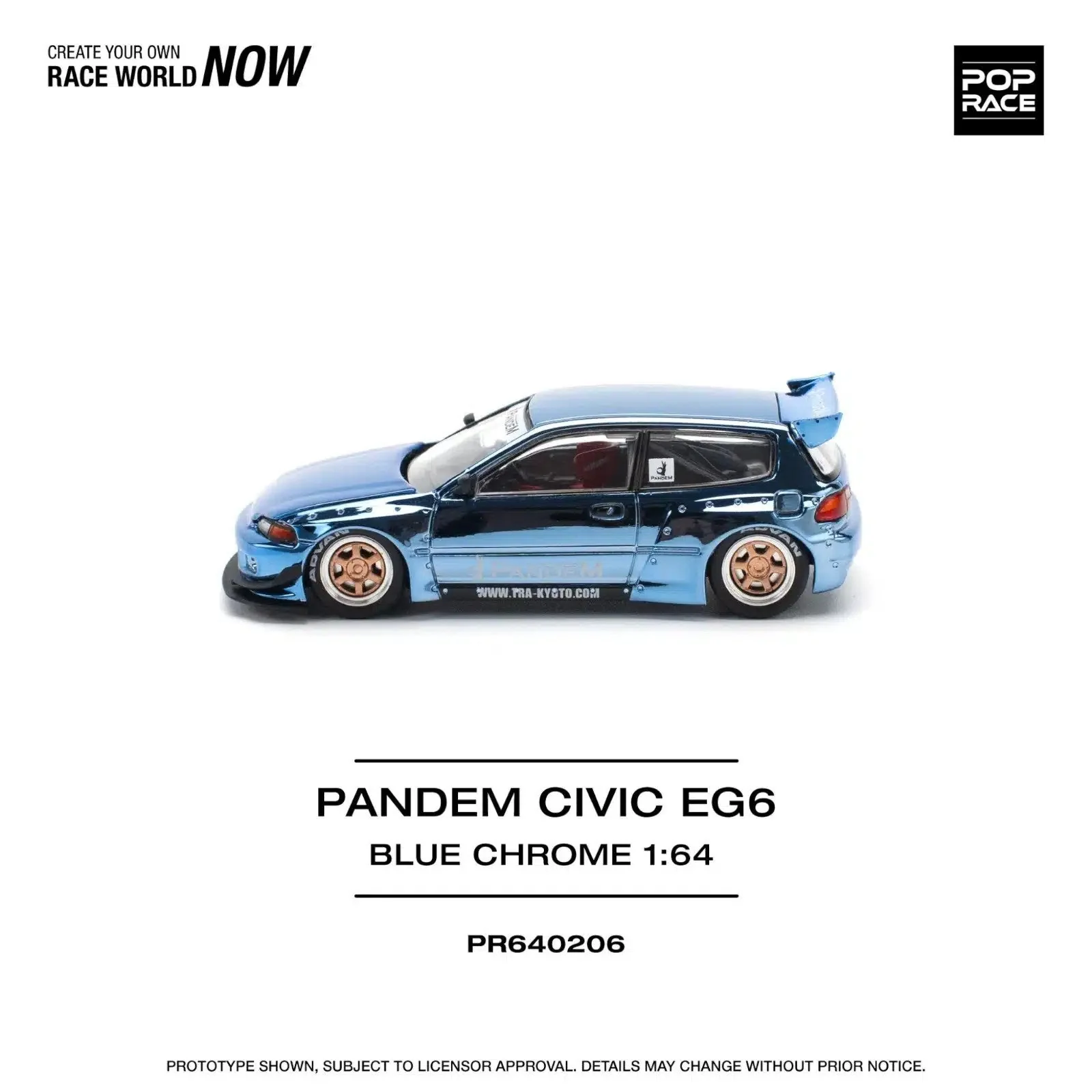 Pop Race - Pandem Civic EG6 Blue Chrome - Scala 1/64 PR64-206 - Image 3