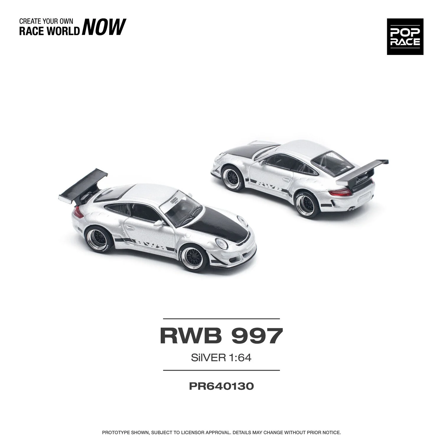 Pop Race - Porsche RWB 997 Silver Scala 1/64 PR64-0130