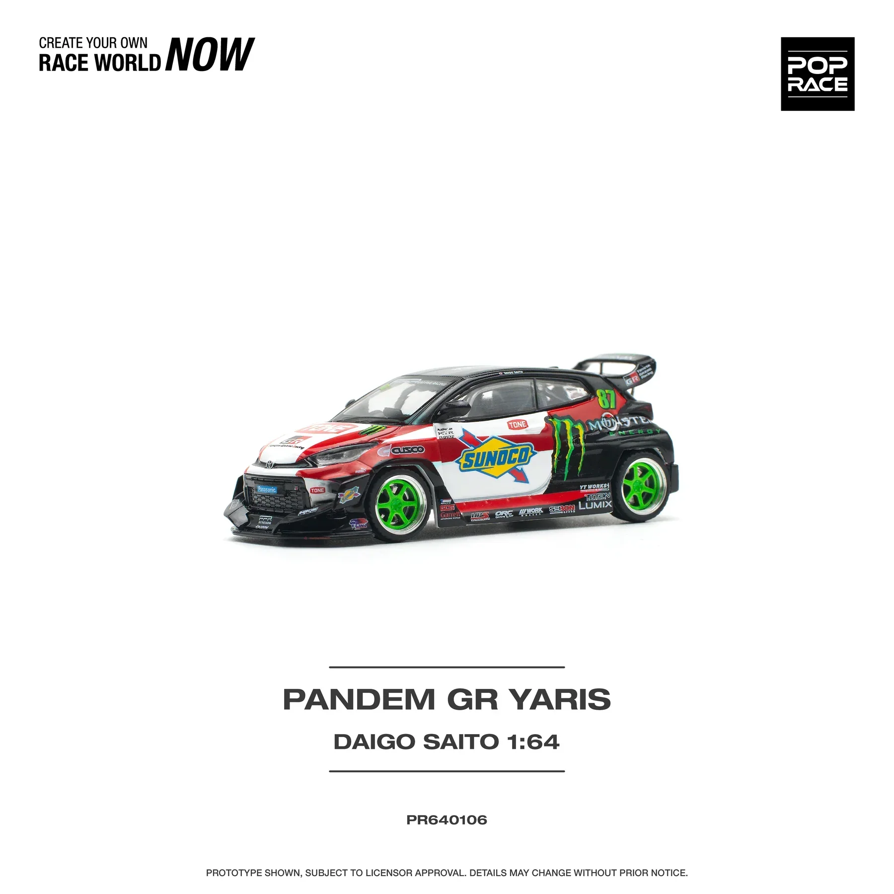 Pop Race - Toyota Pandem GR Yaris "Daigo Saito" - Scala 1/64 PR64-0106 - Image 2