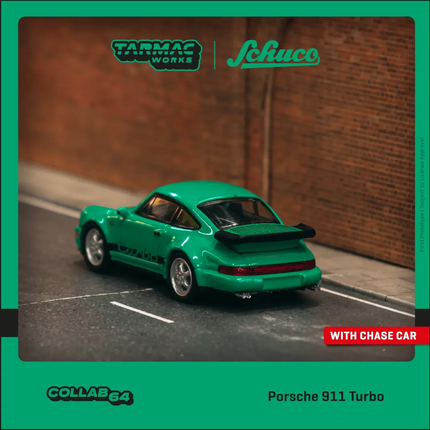 Tarmac Works - Porsche 911 Turbo Green  - COLLAB64 Schuco - Scala 1/64 T64S-009-GR - Image 6