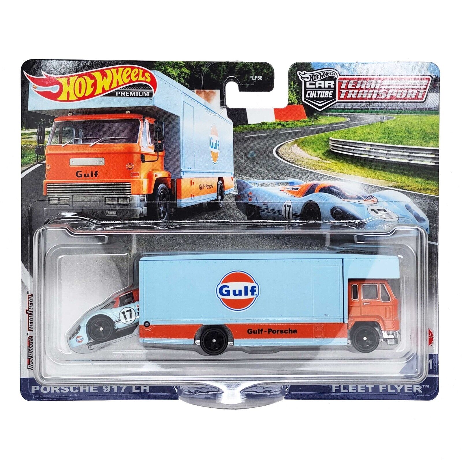 Hot Wheels Premium - Porsche 917 LH & Fleet Flyer Gulf - Series Car Culture Team Transport - Scala 1/64