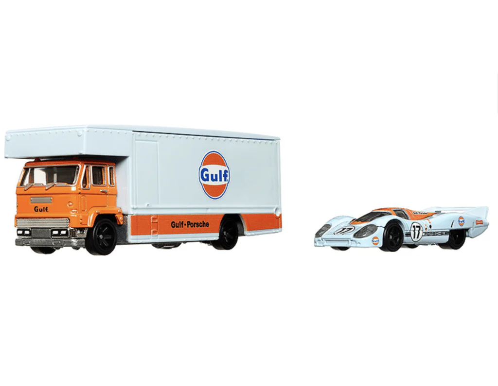 Hot Wheels Premium - Porsche 917 LH & Fleet Flyer Gulf - Series Car Culture Team Transport - Scala 1/64 - Image 2