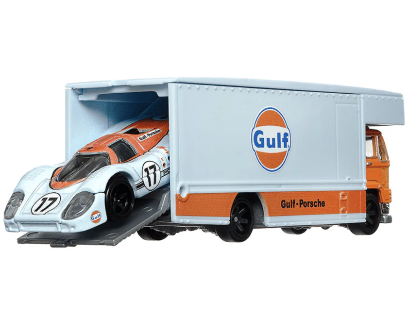 Hot Wheels Premium - Porsche 917 LH & Fleet Flyer Gulf - Series Car Culture Team Transport - Scala 1/64 - Image 3
