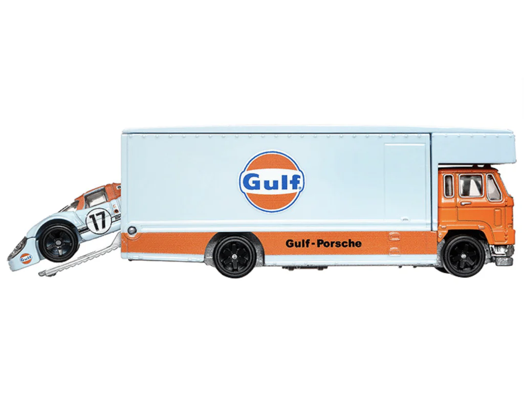 Hot Wheels Premium - Porsche 917 LH & Fleet Flyer Gulf - Series Car Culture Team Transport - Scala 1/64 - Image 5