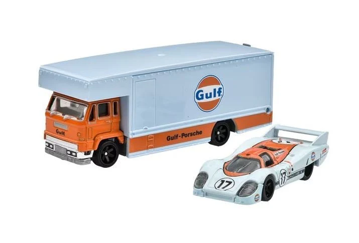 Hot Wheels Premium - Porsche 917 LH & Fleet Flyer Gulf - Series Car Culture Team Transport - Scala 1/64 - Image 6