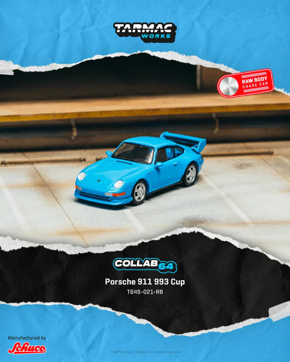 [PRE-ORDER] Tarmac Works - Porsche 911 (993) RS Club Sport Riviera Blue - COLLAB64 - Scala 1/64 T64S-021-RB