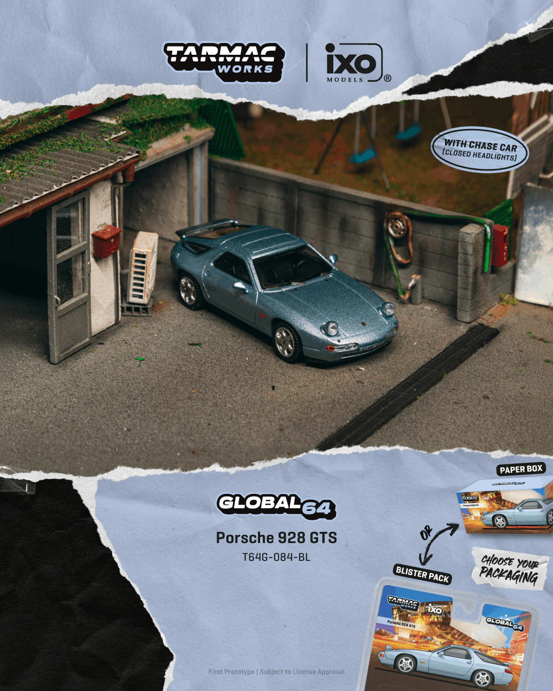 [PRE-ORDER] Tarmac Works - Porsche 928 GTS Blue Metallic 1992 - GLOBAL64 - Scala 1/64 T64G-084-BL