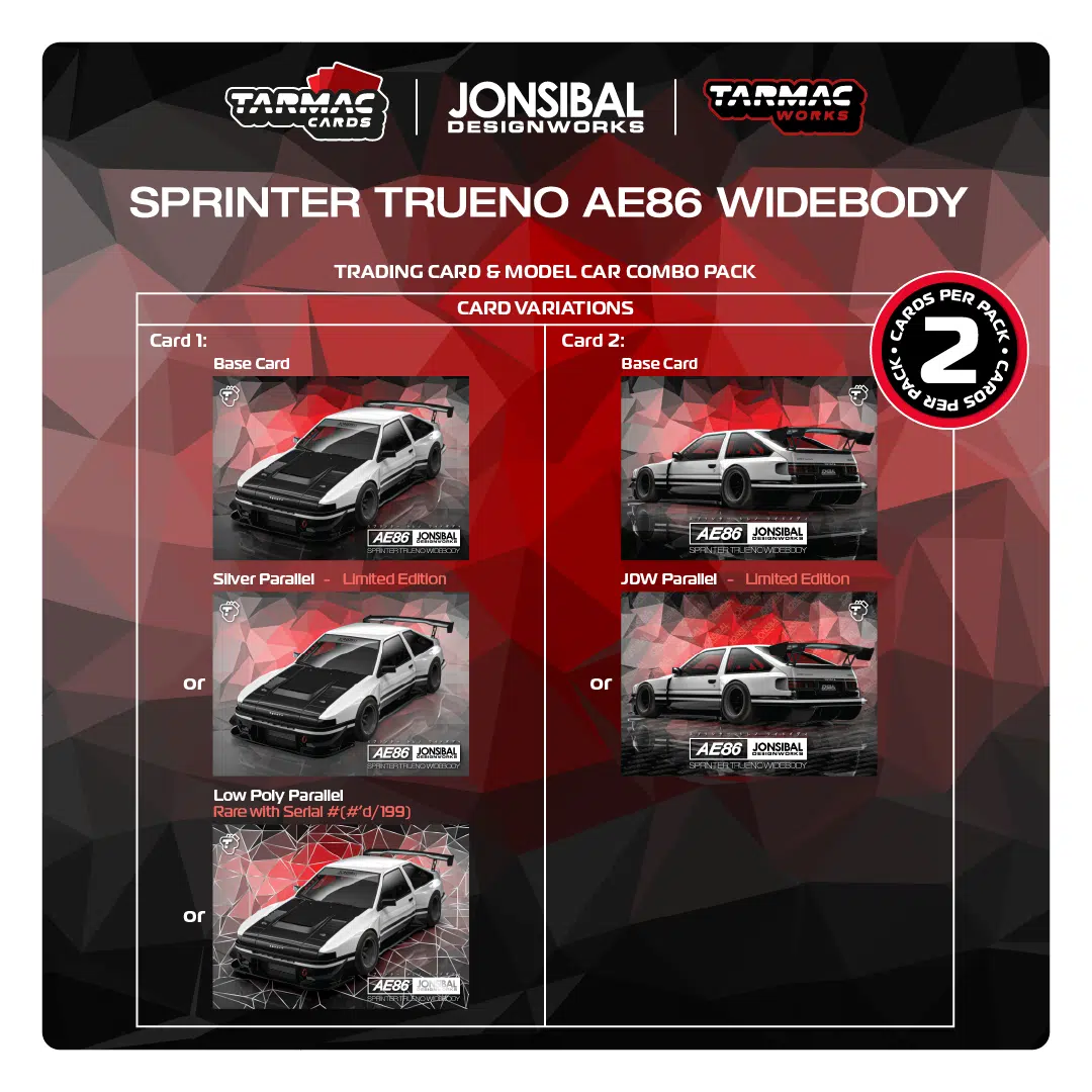 Tarmac Works - Toyota Sprinter Trueno AE86 Widebody by Jon Sibal White / Black "Global64" Series - Scala 1/64 T64G-060-WB - Image 6